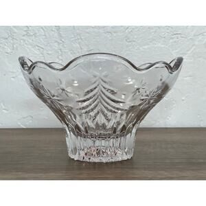 Vintage Cut Glass Christmas Tree Decorative Bowl Holiday Centerpiece